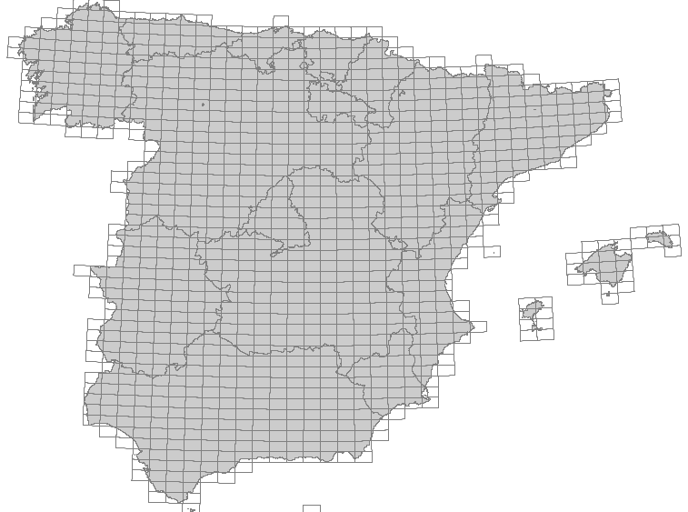 Mapa de España, y su distribución de acuerdo a escala 1:50.000